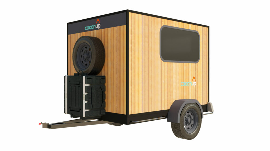 coconup petite mini caravane cellule amovible concept solution camping voyage aventure tente de toit tiny compact bois 03