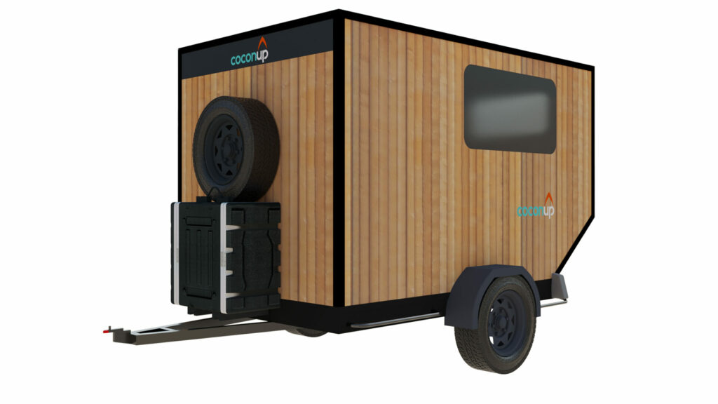 coconup petite mini caravane cellule amovible concept solution camping voyage aventure tente de toit tiny confort bois 01